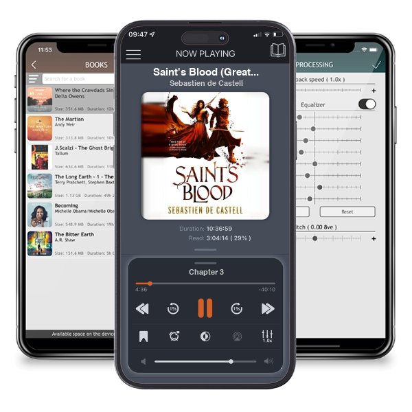 Download fo free audiobook Saint\'s Blood (Greatcoats, #3) by Sebastien de Castell and listen anywhere on your iOS devices in the ListenBook app.