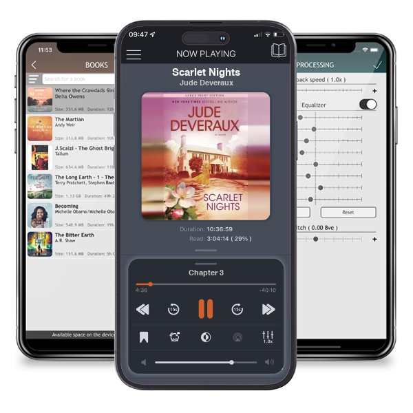 Download fo free audiobook Scarlet Nights by Jude Deveraux and listen anywhere on your iOS devices in the ListenBook app.