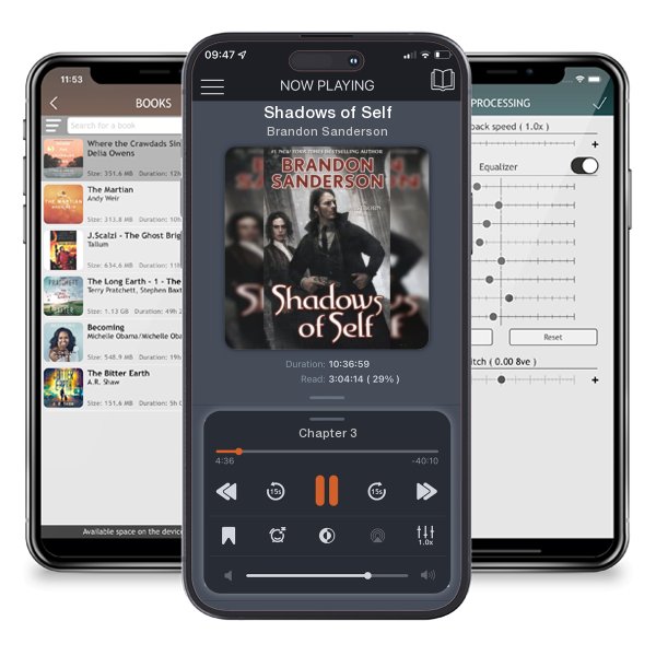 Download fo free audiobook Shadows of Self by Brandon Sanderson and listen anywhere on your iOS devices in the ListenBook app.