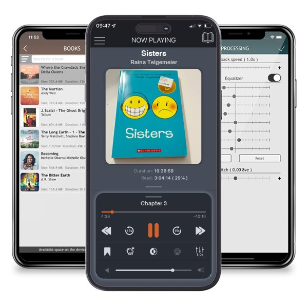 Download fo free audiobook Sisters by Raina Telgemeier and listen anywhere on your iOS devices in the ListenBook app.