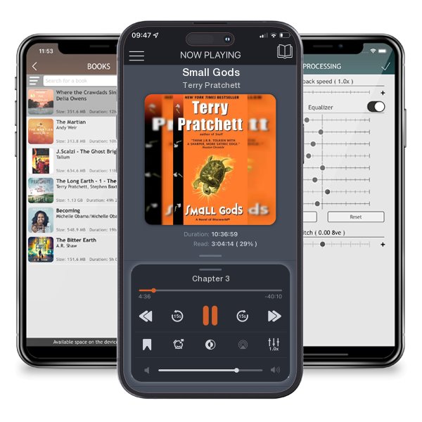 Download fo free audiobook Small Gods by Terry Pratchett and listen anywhere on your iOS devices in the ListenBook app.