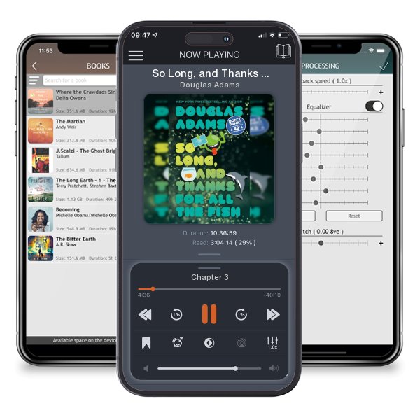 Download fo free audiobook So Long, and Thanks for All the Fish by Douglas Adams and listen anywhere on your iOS devices in the ListenBook app.