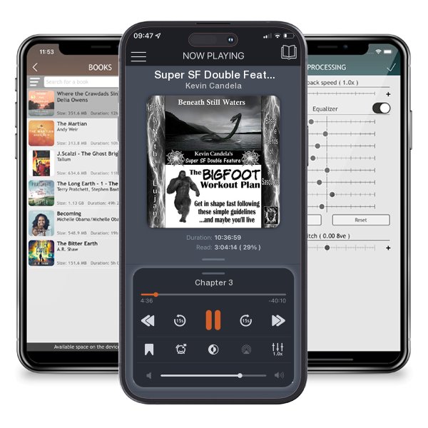 Download fo free audiobook Super SF Double Feature: Beneath Still Waters and The Bigfoot Workout Plan by Kevin Candela and listen anywhere on your iOS devices in the ListenBook app.