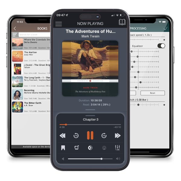 Download fo free audiobook The Adventures of Huckleberry Finn by Mark Twain and listen anywhere on your iOS devices in the ListenBook app.
