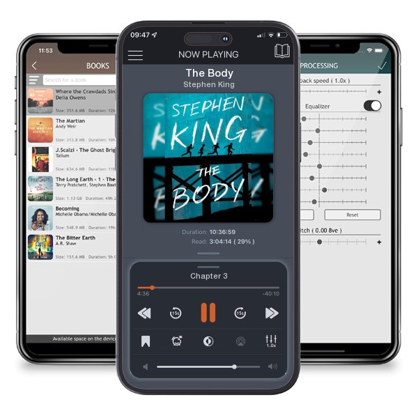 Download fo free audiobook The Body by Stephen King and listen anywhere on your iOS devices in the ListenBook app.