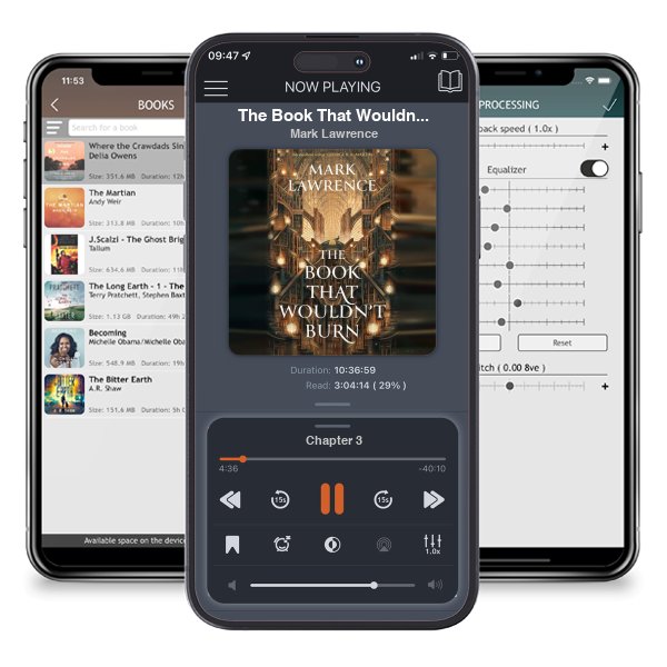 Download fo free audiobook The Book That Wouldn’t Burn (The Library Trilogy, #1) by Mark Lawrence and listen anywhere on your iOS devices in the ListenBook app.