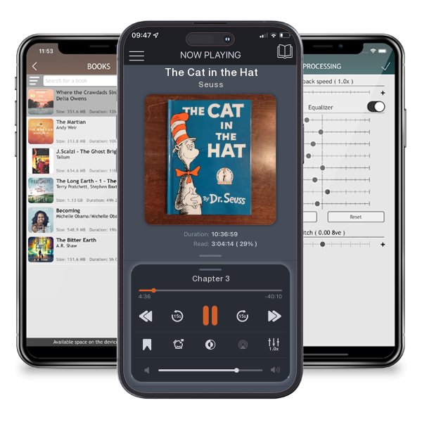 Download fo free audiobook The Cat in the Hat by Seuss and listen anywhere on your iOS devices in the ListenBook app.