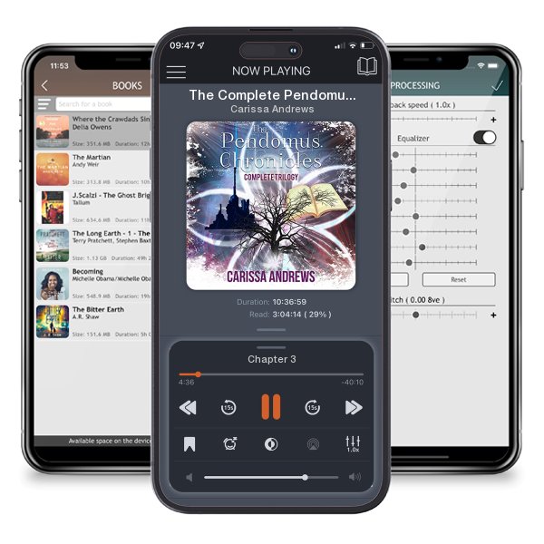 Download fo free audiobook The Complete Pendomus Chronicles Trilogy by Carissa Andrews and listen anywhere on your iOS devices in the ListenBook app.