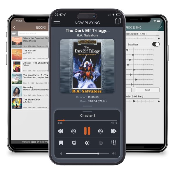 Download fo free audiobook The Dark Elf Trilogy Collector\'s Edition (Forgotten Realms: Dark Elf Trilogy, #1-3; Legend of Drizzt, #1-3) by R.A. Salvatore and listen anywhere on your iOS devices in the ListenBook app.