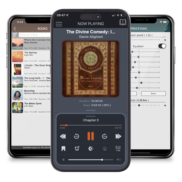 Download fo free audiobook The Divine Comedy: Inferno, Purgatorio, Paradiso (Royal Collector's Edition) (Case Laminate Hardcover with Jacket): Inferno, Purgatorio, by Dante Alighieri and listen anywhere on your iOS devices in the ListenBook app.