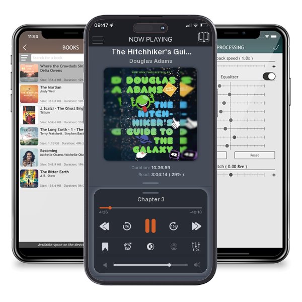Download fo free audiobook The Hitchhiker's Guide to the Galaxy by Douglas Adams and listen anywhere on your iOS devices in the ListenBook app.