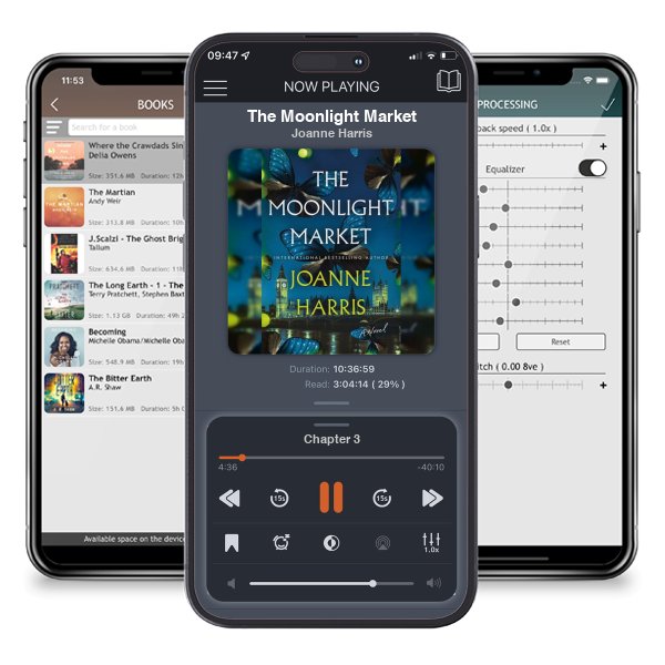 Download fo free audiobook The Moonlight Market by Joanne Harris and listen anywhere on your iOS devices in the ListenBook app.