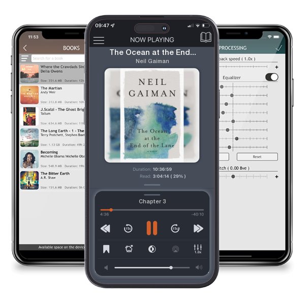 Download fo free audiobook The Ocean at the End of the Lane by Neil Gaiman and listen anywhere on your iOS devices in the ListenBook app.
