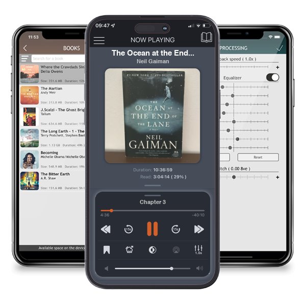 Download fo free audiobook The Ocean at the End of the Lane by Neil Gaiman and listen anywhere on your iOS devices in the ListenBook app.