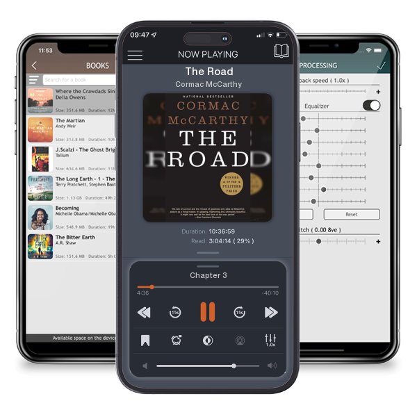 Download fo free audiobook The Road by Cormac McCarthy and listen anywhere on your iOS devices in the ListenBook app.
