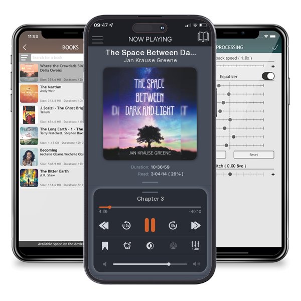 Download fo free audiobook The Space Between Dark and Light by Jan Krause Greene and listen anywhere on your iOS devices in the ListenBook app.