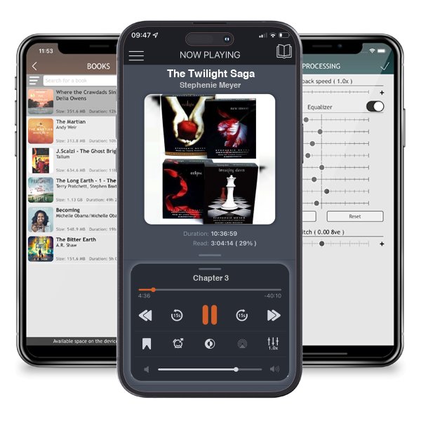 Download fo free audiobook The Twilight Saga by Stephenie Meyer and listen anywhere on your iOS devices in the ListenBook app.