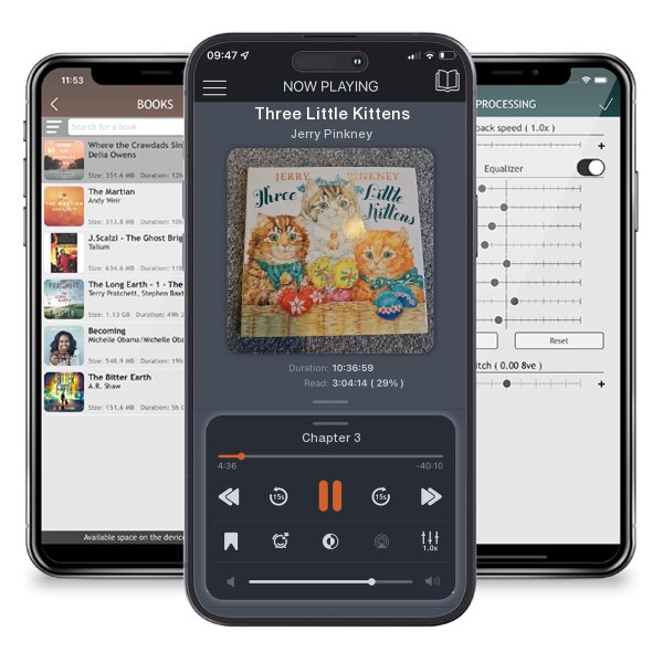 Download fo free audiobook Three Little Kittens by Jerry Pinkney and listen anywhere on your iOS devices in the ListenBook app.