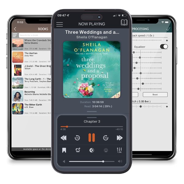 Download fo free audiobook Three Weddings and a Proposal by Sheila O'Flanagan and listen anywhere on your iOS devices in the ListenBook app.