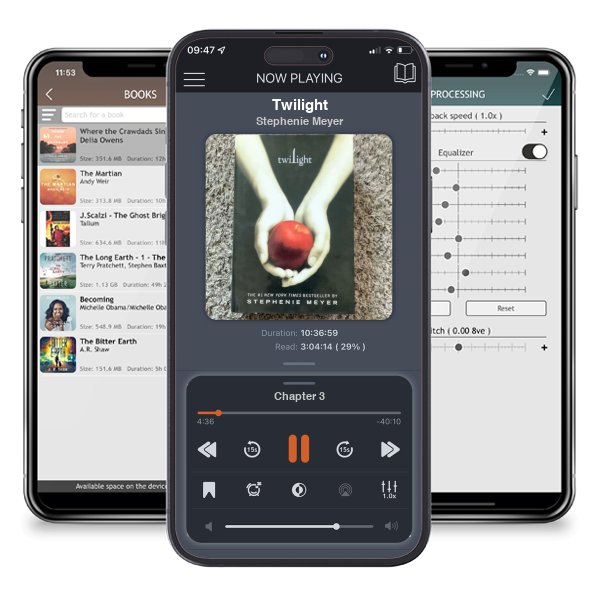 Download fo free audiobook Twilight by Stephenie Meyer and listen anywhere on your iOS devices in the ListenBook app.