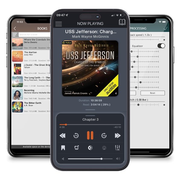 Download fo free audiobook USS Jefferson: Charge of the Symbios by Mark Wayne McGinnis and listen anywhere on your iOS devices in the ListenBook app.