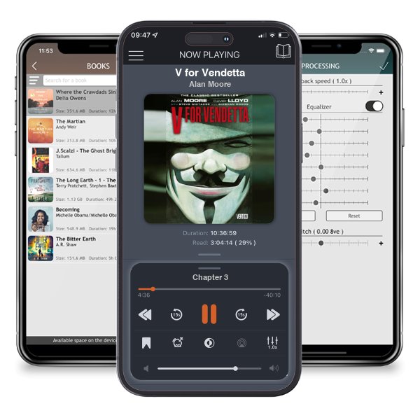 Download fo free audiobook V for Vendetta by Alan Moore and listen anywhere on your iOS devices in the ListenBook app.