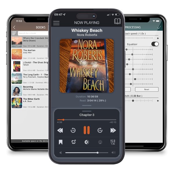 Download fo free audiobook Whiskey Beach by Nora Roberts and listen anywhere on your iOS devices in the ListenBook app.