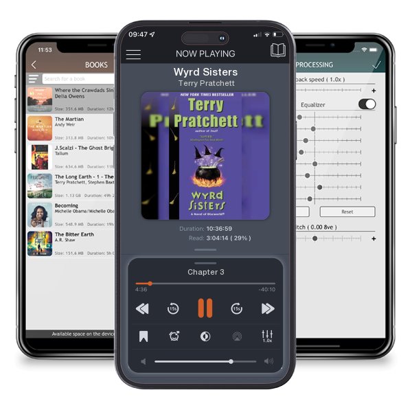 Download fo free audiobook Wyrd Sisters by Terry Pratchett and listen anywhere on your iOS devices in the ListenBook app.